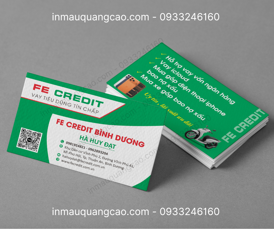 Mẫu card visit FE, cho vay tiêu dùng - in card visit Bình Dương TPHCM
